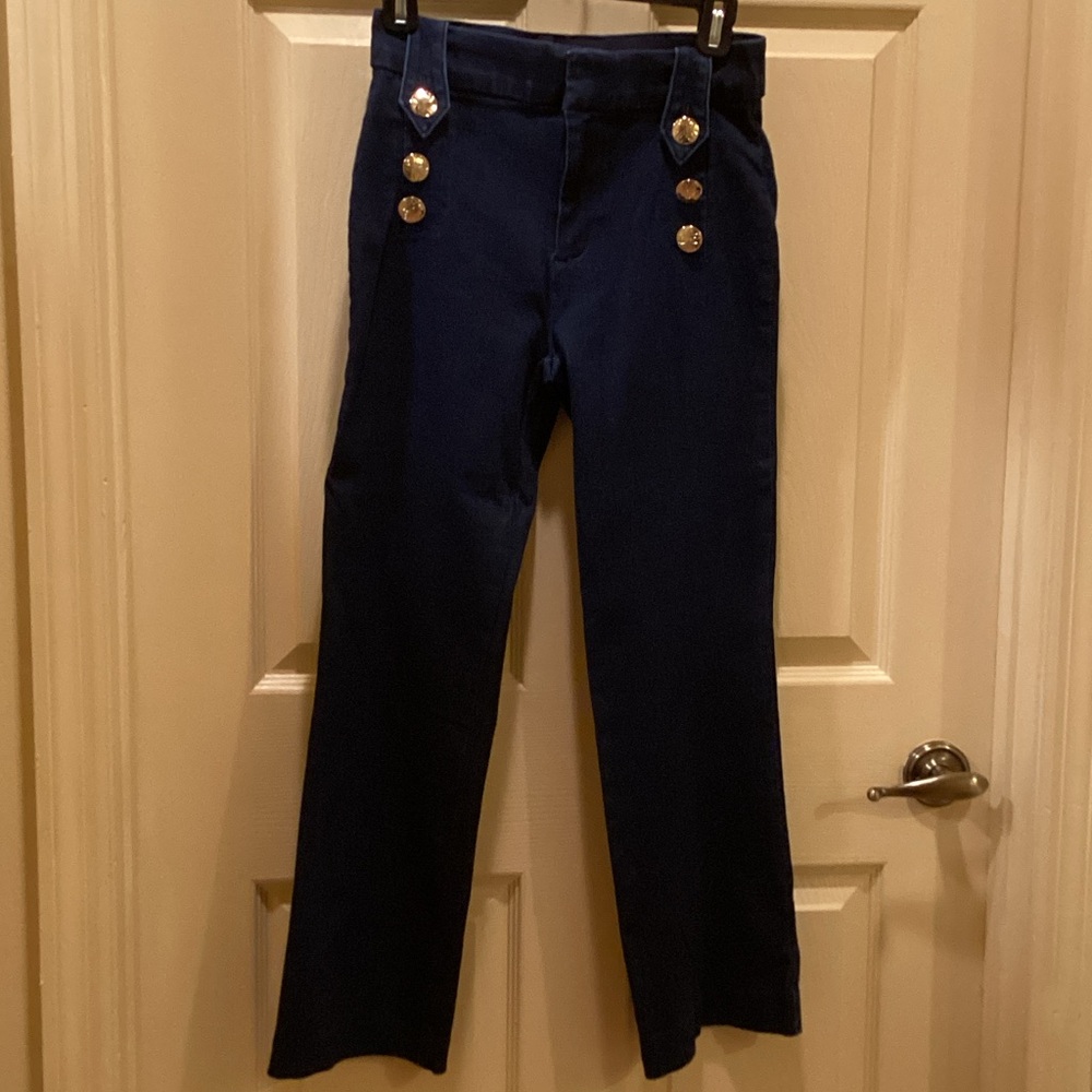 Lilly Pulitzer Navy Ankle Jeans with Gold Buttons